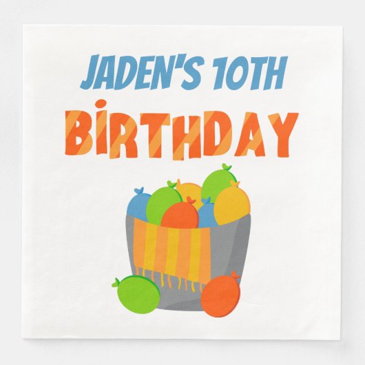 Kinder zomerdag in de waterballonpool servet (Voorkant)