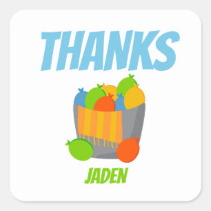 Kinder zomerdag in de waterballonpool vierkante sticker