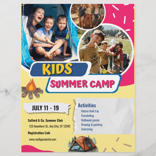 Kinder zomerkamp flyer, Kinder bootcamp zomer Flyer (Voorkant)