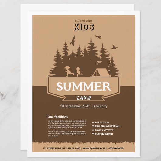 Kinder zomerkamp flyer sjabloon (Voorkant / Achterkant)