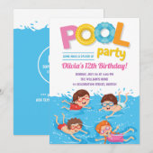 Kinder zomerpool: Birthday Kaart (Voorkant / Achterkant)