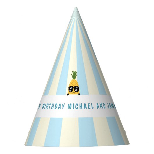 Kinder Zomerthema Dubbele Verjaardagsviering Feesthoedjes (Voorkant)