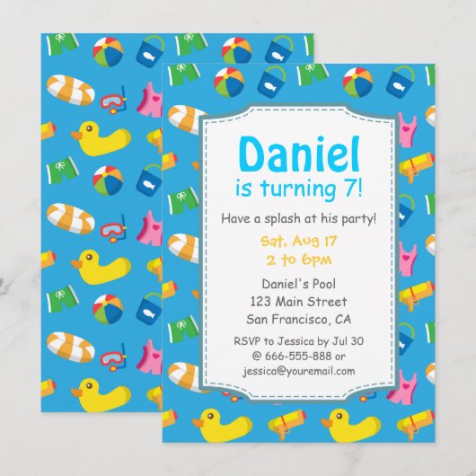 Kinder zomerweek - uitnodiging voor de Birthday Po (Voorkant / Achterkant)