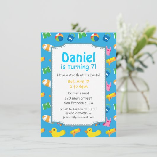 Kinder zomerweek - uitnodiging voor de Birthday Po (Staand voorkant)