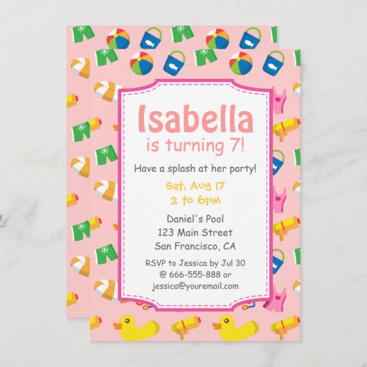 Kinder zomerweek - uitnodiging voor de Birthday Po (Voorkant / Achterkant)