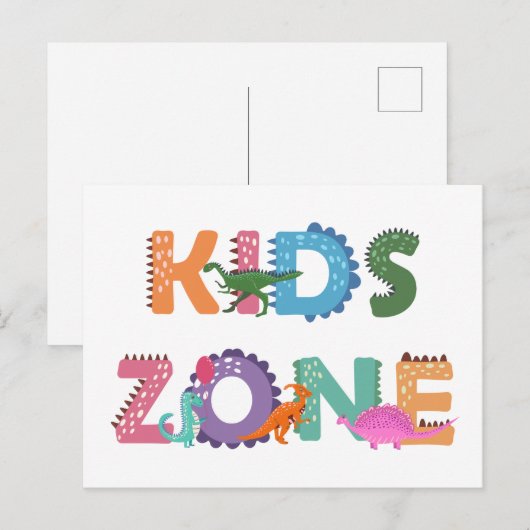 Kinder zone Dinosaurs Briefkaart (Voorkant / Achterkant)