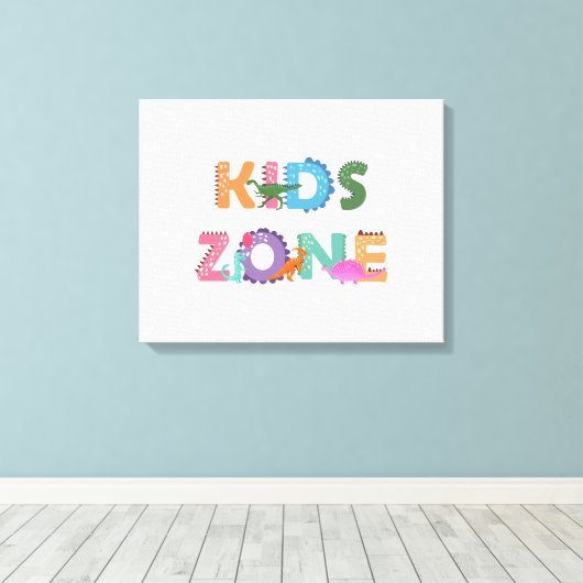 Kinder zone Dinosaurs Canvas Afdruk (Insitu (Houten vloer))