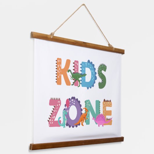 Kinder zone Dinosaurs Hangend Wandkleed (Gebogen)