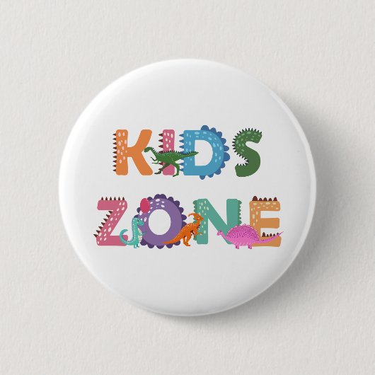 Kinder zone Dinosaurs Ronde Button 5,7 Cm (Voorkant)