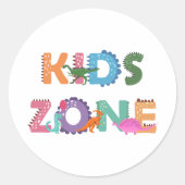 Kinder zone Dinosaurs Ronde Sticker (Voorkant)