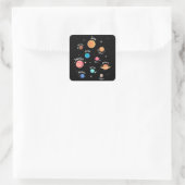 Kinder zonnecentrales kennis buitenruimte vierkante sticker (Tas)