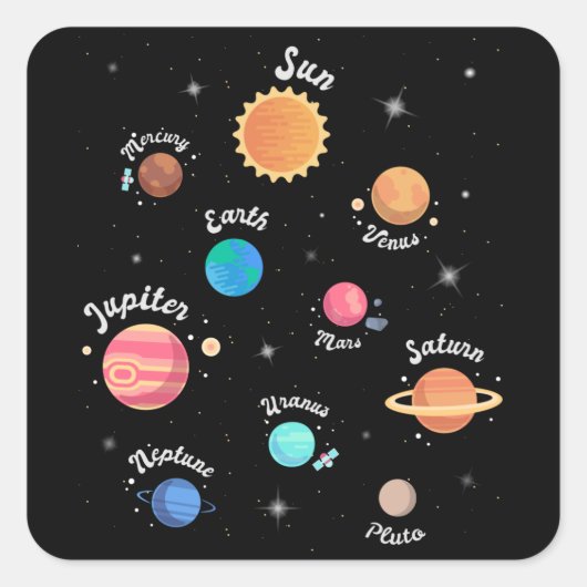 Kinder zonnecentrales kennis buitenruimte vierkante sticker (Voorkant)