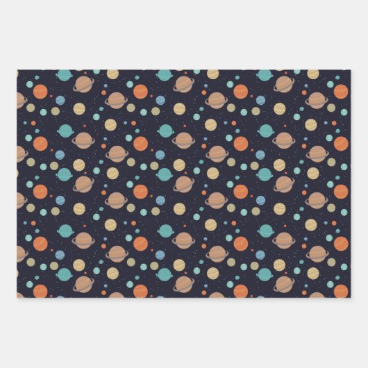 Kinder zonnecentrales Saturn Jupiter Mars Inpakpapier Vel (Voorkant)