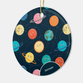 Kinder zonnepanelen Patroonblauw Kerstmis Keramisch Ornament (Links)