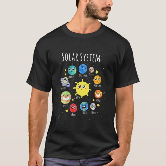 Kinder zonneplaneten systeem wetenschap ruimte peu t-shirt (Voorkant)