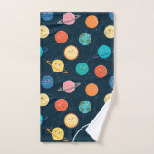 Kinder zonnestelsel Planeten Patroonblauw Bathroom Bad Handdoek (Handdoek)