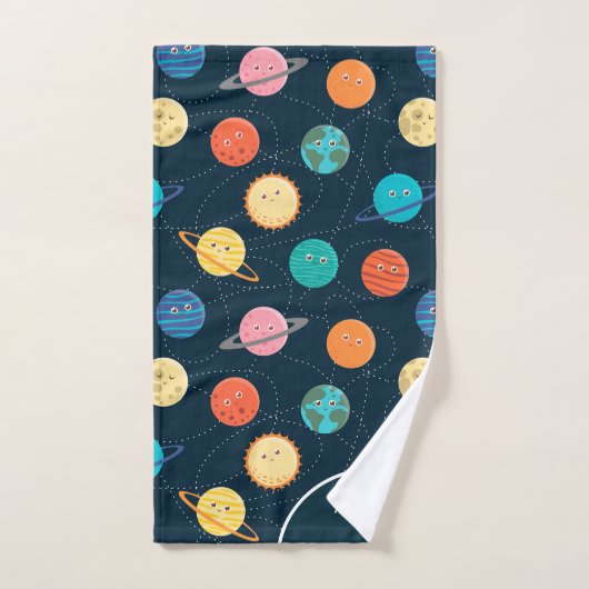 Kinder zonnestelsel Planeten Patroonblauw Bathroom Bad Handdoek (Handdoek)