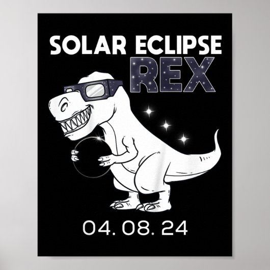 Kinder Zonsverduistering T Rex 04.08.2024 Dino Fun Poster (Voorkant)