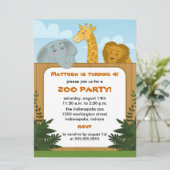 Kinder Zoo Birthday Party-uitnodigingen Kaart (Staand voorkant)