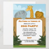 Kinder Zoo Birthday Party-uitnodigingen Kaart (Voorkant / Achterkant)