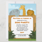 Kinder Zoo Birthday Party-uitnodigingen Kaart (Voorkant)
