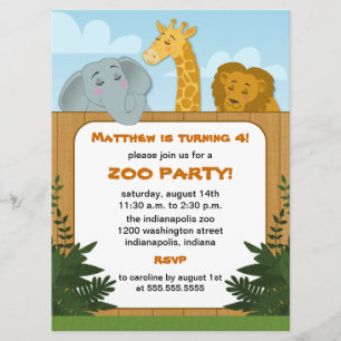 Kinder Zoo Birthday Party-uitnodigingen Kaart