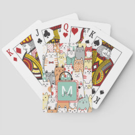 Kinder zus Verjaardag Kat Katten Naam Monogram Pokerkaarten