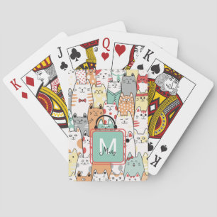 Kinder zus Verjaardag Kat Katten Naam Monogram Pokerkaarten