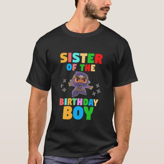 Kinder zuster van de Birthday Boy Ninja T-shirt (Voorkant)