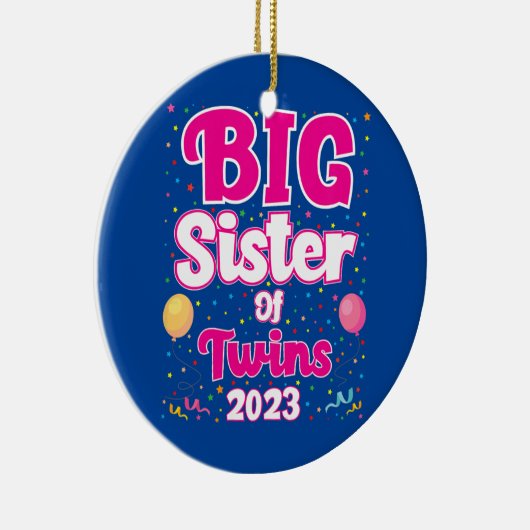 Kinder zuster van Twins 2023 Zwangerschap Keramisch Ornament (Rechts)