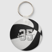 kinder zwart wit gepersonaliseerde basketbal sleutelhanger (Voorkant)