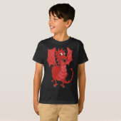 Kinder zwarte katoenen T-shirt: Cute Red Dragon T-shirt (Voorkant volledig)