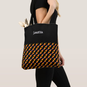 Kinder zwarte naam voor Oranje Halloween Candy Cor Tote Bag