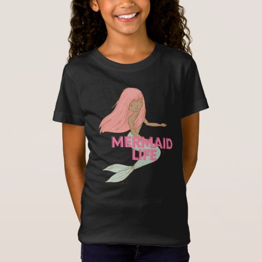 Kinder zwarte Zeemeermin T-Shirt (Voorkant)