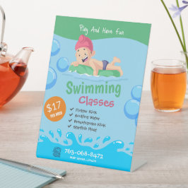 Kinder zwemlessen voetstuk reclamebord met voetstuk