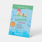 Kinder zwemlessen voetstuk reclamebord met voetstuk (Voorkant)