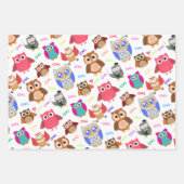 Kinderachtig naadloos patroon met schattige uilen  inpakpapier vel (Voorkant 2)