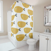 Kinderachtig patroon, grappige vissen. douchegordijn (In situ)