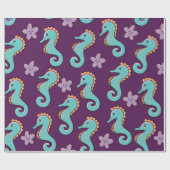 kinderachtig zeemiepend patroon met zeepaardjes cadeaupapier (Vlak)