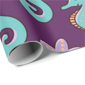 kinderachtig zeemiepend patroon met zeepaardjes cadeaupapier (Rol Hoek)