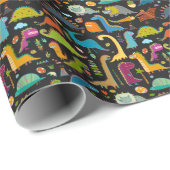 Kinderachtige dinosaurussen: Leuk naadloos patroon Cadeaupapier (Rol Hoek)