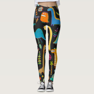 Kinderachtige dinosaurussen: Leuk naadloos patroon Leggings