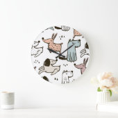 Kinderachtige honden, met de hand getekend, trendy grote klok (Huis)