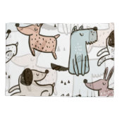 Kinderachtige honden, met de hand getekend, trendy kussensloop (Achterkant)