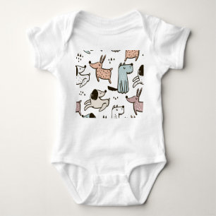 Kinderachtige honden, met de hand getekend, trendy romper