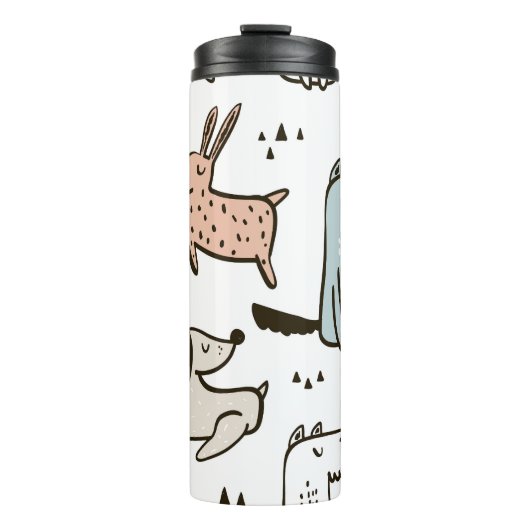 Kinderachtige honden, met de hand getekend, trendy thermosbeker (Voorkant)