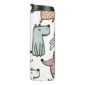 Kinderachtige honden, met de hand getekend, trendy thermosbeker (Geroteerd rechts)