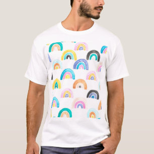 Kinderachtige regenboog, Waterverf Kinder Patroon. T-shirt