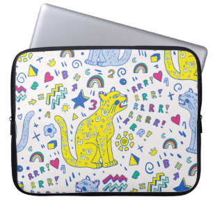 Kinderachtige tijger en regenboog patroon laptop sleeve
