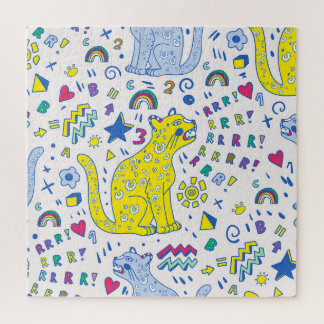 Kinderachtige tijger en regenboog patroon legpuzzel